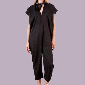 Miranda Bennett Black Linen Everyday Jumpsuit NWT